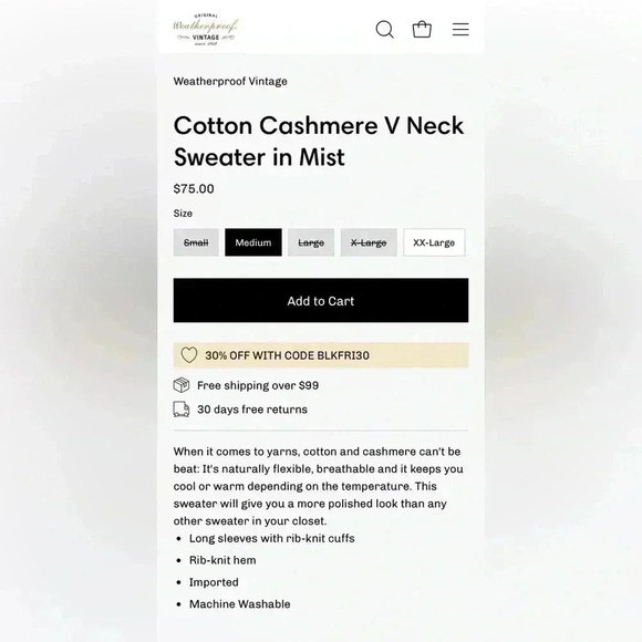 Weatherproof Vintage Mens Cotton Cashmere Plum Colored VNeck Sweater Size Large. - Picture 10 of 10